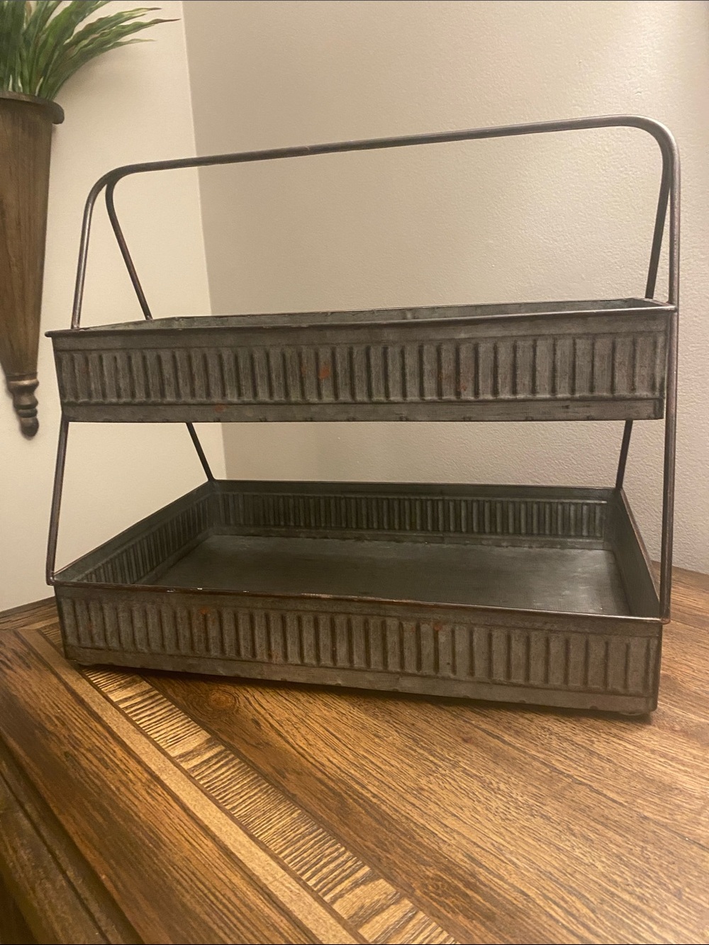 Large Rustic Metal Stand 2 Tier EUC Buffet Charcuterie Plants Wedding
